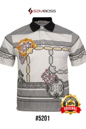 Kaos Kerah Pria Semboss Lengan Pendek Bahan Katun Adem Berkantong 5201