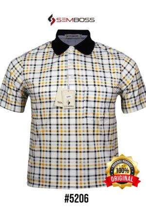 Kaos Kerah Pria Semboss Lengan Pendek Bahan Katun Adem Berkantong 5206