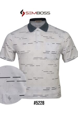 Kaos Kerah Pria Semboss Lengan Pendek Bahan Katun Adem Berkantong 5228