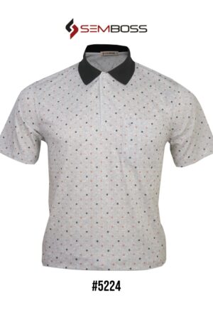 Kaos Kerah Pria Semboss Lengan Pendek Bahan Katun Adem Berkantong 5224