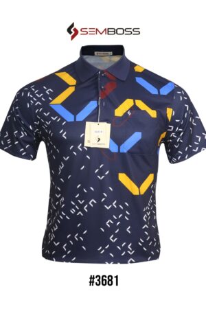 Kaos Kerah Pria Semboss Lengan Pendek Bahan Katun Adem Berkantong 3681