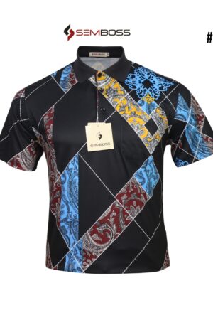 Kaos Kerah Pria Semboss Lengan Pendek Bahan Katun Adem Berkantong 3690