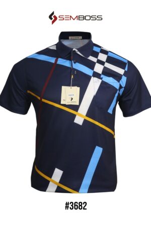 Kaos Kerah Pria Semboss Lengan Pendek Bahan Katun Adem Berkantong 3682