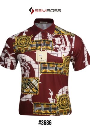 Kaos Kerah Pria Semboss Lengan Pendek Bahan Katun Adem Berkantong 3686