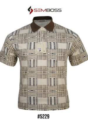 Kaos Kerah Pria Semboss Lengan Pendek Bahan Katun Adem Berkantong 5229