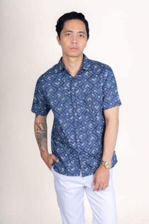 Kemeja Print Pria Premium Satin SEMBOSS Modern Fit Lengan Pendek 2206