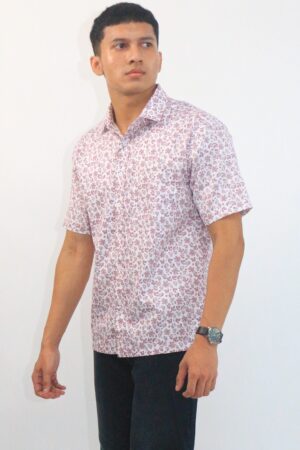 Kemeja Print Pria Premium Satin SEMBOSS Modern Fit Lengan Pendek 1171