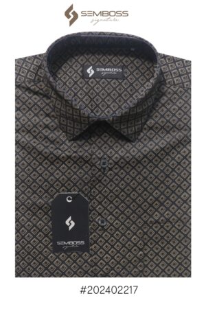 Kemeja Print Pria Premium Satin SEMBOSS Modern Fit Lengan Pendek 2217