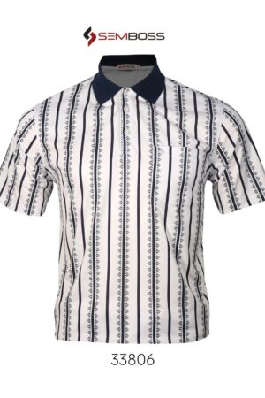 Kaos Kerah Pria Semboss Lengan Pendek Bahan Katun Adem Berkantong 33806